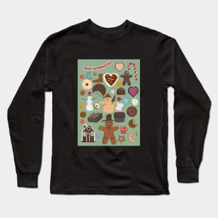 Cute Christmas Postcards - Cute Christmas Illustration - christmas cookies illustration Long Sleeve T-Shirt